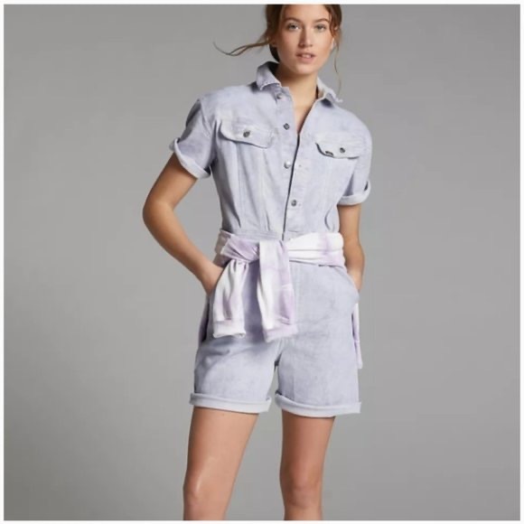 Anthropologie Lee Union All’s Denim Jean Romper Jumpsuit - Picture 5 of 5